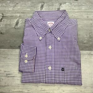 Brooks Brothers Purple & White Gingham Check Plaid Shirt M